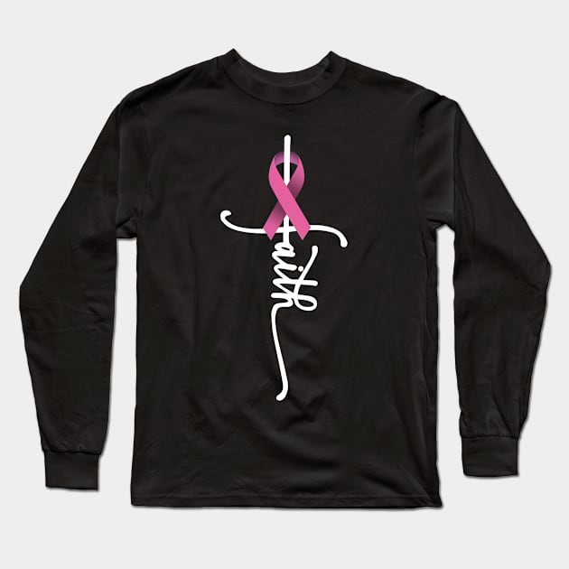 Breast Cancer Awareness Pink Ribbon Long Sleeve T-Shirt by CreativeShirt